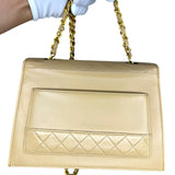 Chanel Trapezoid Beige Leather Shoulder Bag