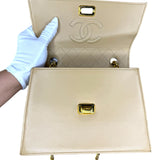 Chanel Trapezoid Beige Leather Shoulder Bag
