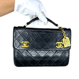Rare Vintage Chanel Double CC Turn Lock Mini Briefcase Bag (1989-1991)