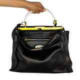 Fendi Large Snakeskin-Trimmed Rare Peekaboo Bag
