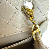 Chanel Trapezoid Beige Leather Shoulder Bag