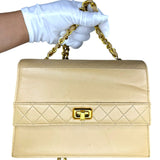 Chanel Trapezoid Beige Leather Shoulder Bag