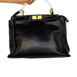 Fendi Large Snakeskin-Trimmed Rare Peekaboo Bag